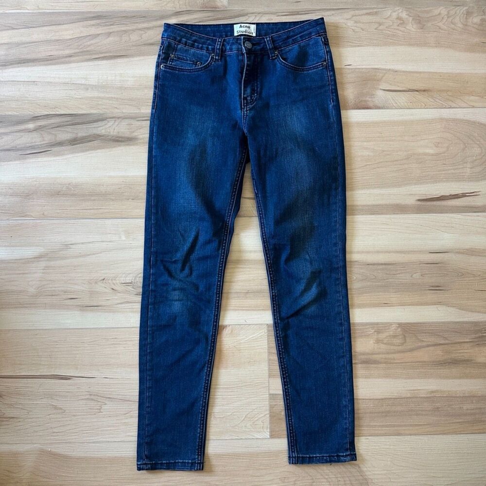 Acne Studios Skin 5 in Deep Mid Rise Denim L. Nyg. 23 Jeans Blue Size 27/32